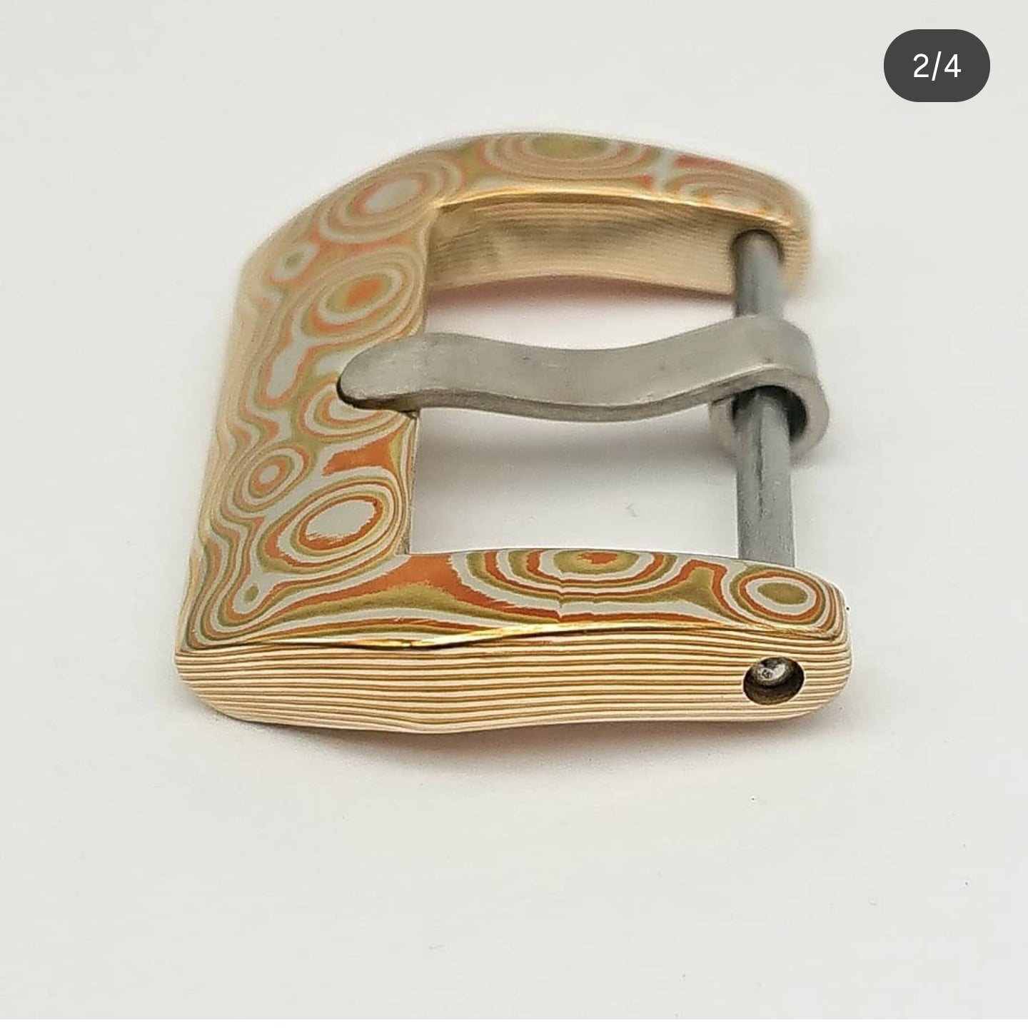 Fibbia Artigianale Custom in Mokume Gane – Venature di Rame, Ottone e Argento