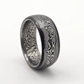 Anello forgiato in Acciaio Damasco inossidabile  Monoblocco con Anima San Mai "Katana soul"