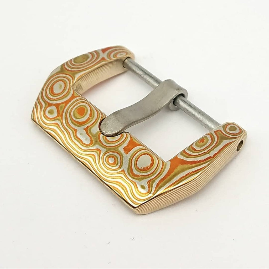 Fibbia Artigianale Custom in Mokume Gane – Venature di Rame, Ottone e Argento