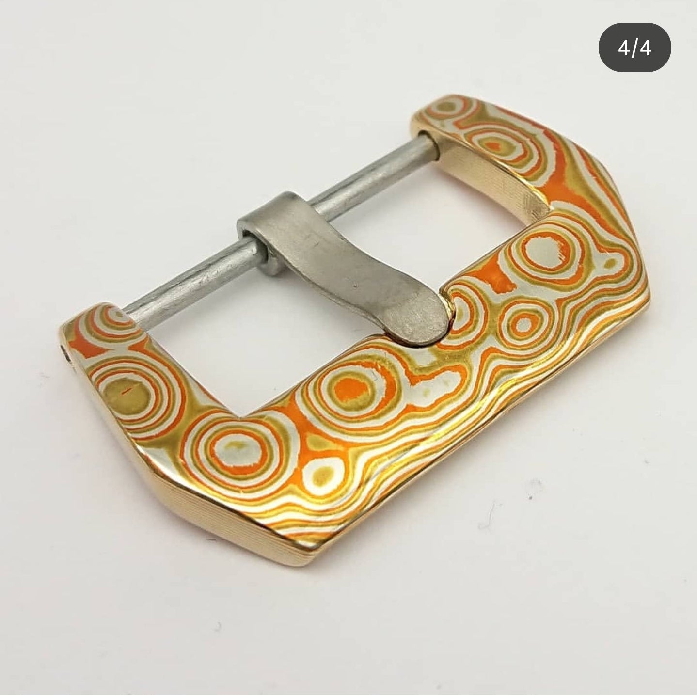 Fibbia Artigianale Custom in Mokume Gane – Venature di Rame, Ottone e Argento